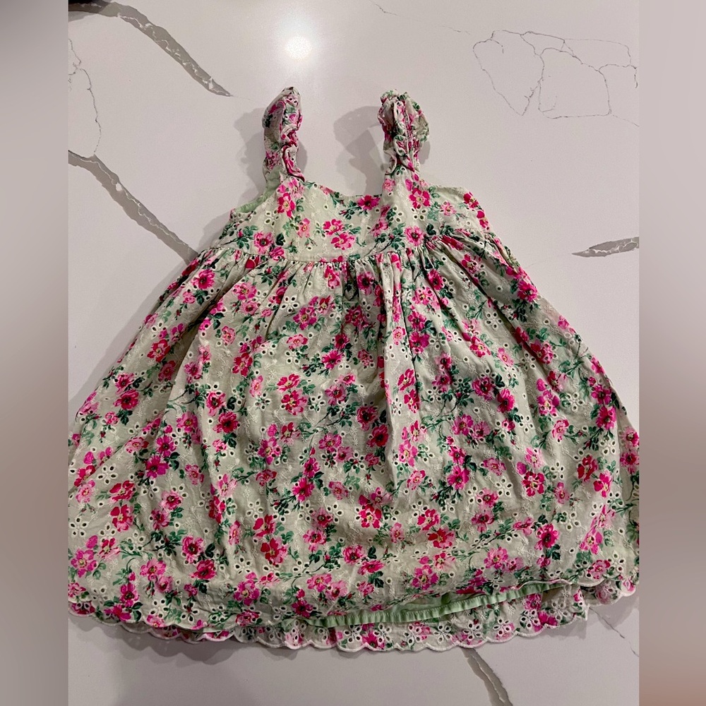Size 3T Janie and Jack Green and Pink Floral Dress